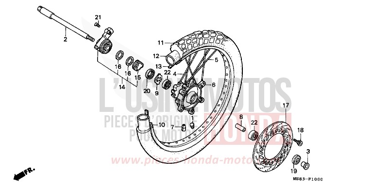 FRONT WHEEL for Africa Twin SHASTA WHITE (NH138H) from 1988